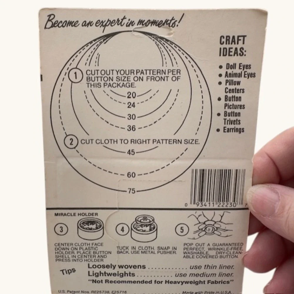 Maxant Buttons to Cover Size 30 3/4 Inch‎ Vintage Sewing Refill 6 Count ADB-1R